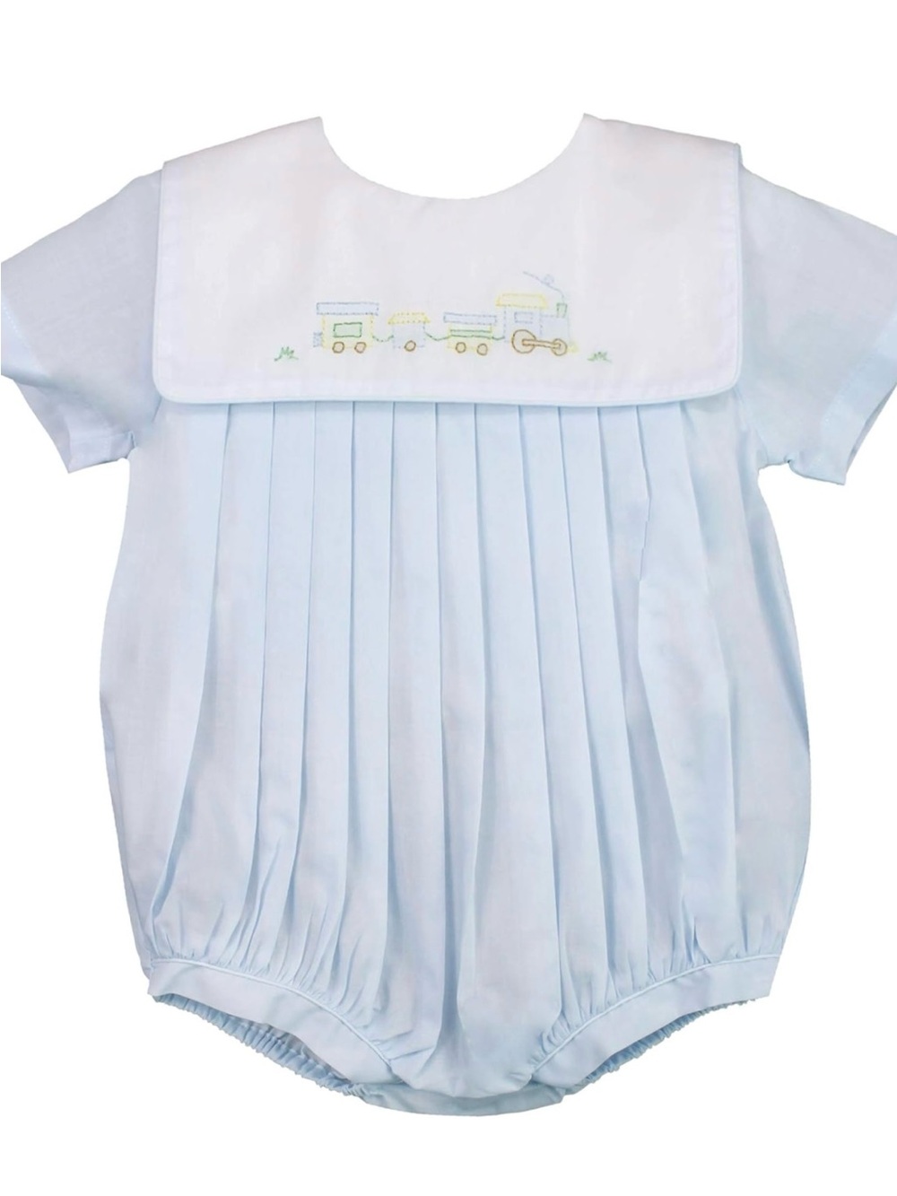 Petit Ami Baby Boys' Square Collar Romper with Train Embroidery NWT sz 3m